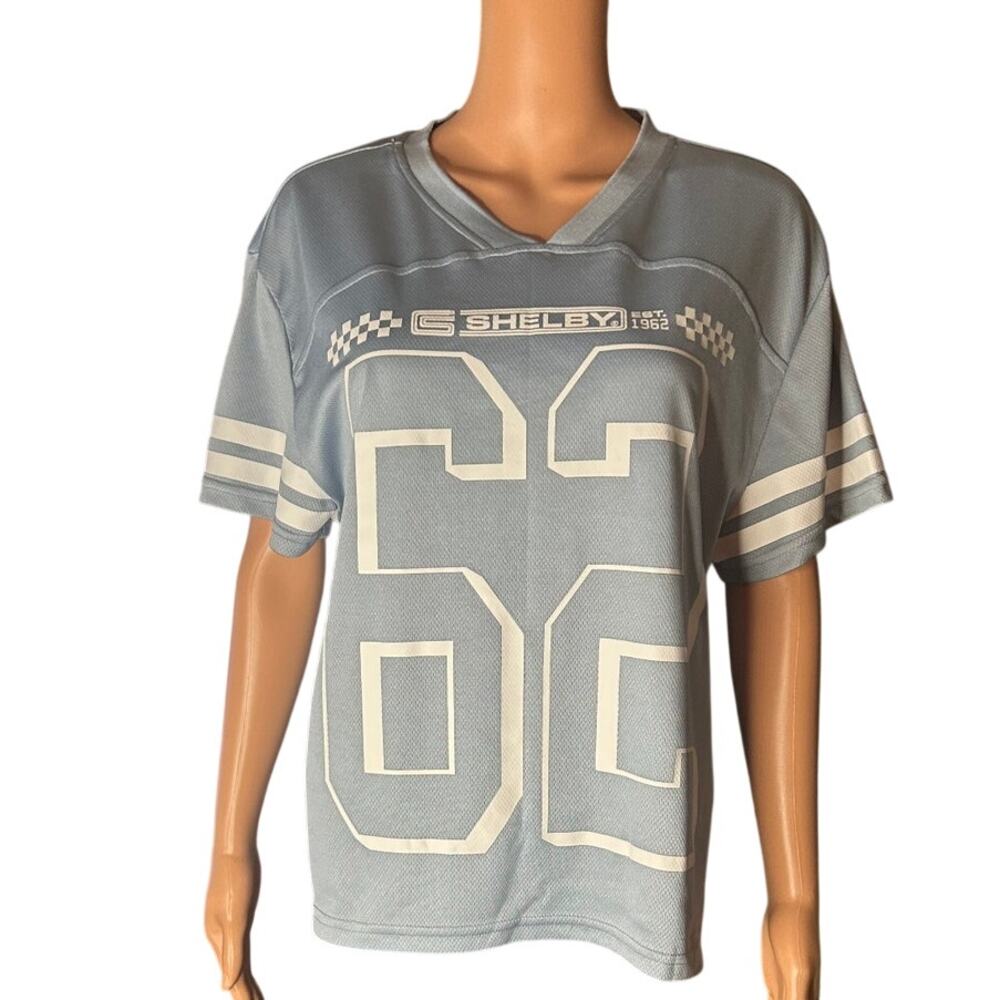 Shelby Cobra 1962 Sports Jersey Sz Small womens oversized Med Gray short sleeve